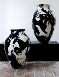 vaser vase kunst unika design kunsthåndværk keramik abstrakt kunstner håndmalet håndmalede bronzeskulptur
